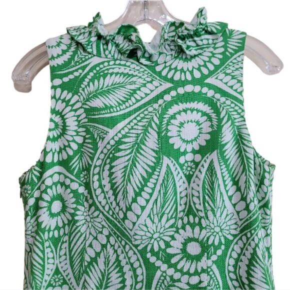 Kate Spade Bonnie Green and White BotanicalFloral Ruffle Dress sz small - Picture 6 of 9